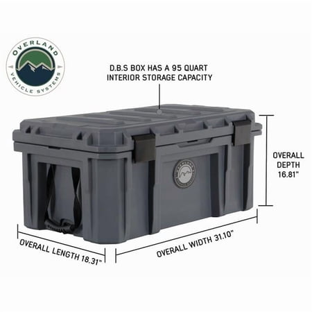 Overland Vehicle Systems & Up Down Air UDA40100011 D.B.S. Dark Gray 95 qt. Dry Box with Wheels Drain & Bottle Opener