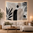 thumbnail image 1 of Overlapping Arches and Palm Leaves on White, Serene Minimalist for Modern Decor Enthusiasts, Geometric Wall Art, Housewarming Gift Tapestry Wall Hanging for Bedroom and Living Room, 1 of 7