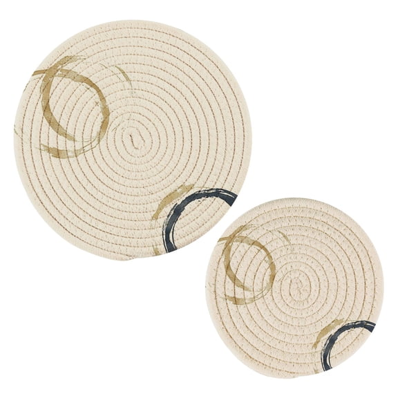 Overlapping Circles Trivets Potholders Cotton Braided Potholders Heat-Resistant Pads 7.09'' and 9.45''