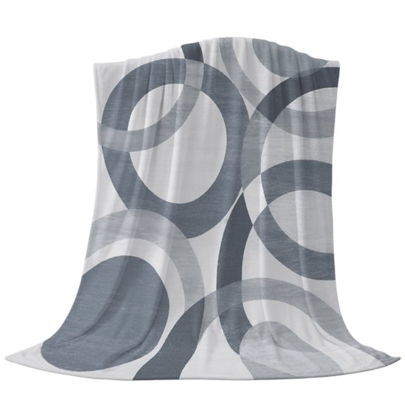 Overlapping Circular Rings Throw Flannel Blanket Abstract Minimalist Slate Gray Texture Super Soft Cozy Bed Blanket, Lightweight Plush Fuzzy Bed Throw for Bedroom Sofa Couch Living Room 30x40in