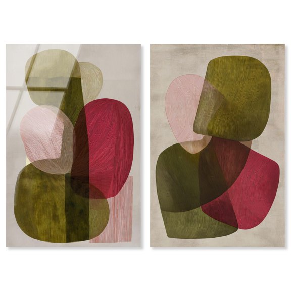 Overlapping Forms Set Acrylic Print Colorful Wall Decor Set by Art Remedy, Ready to Hang, 16 x 24