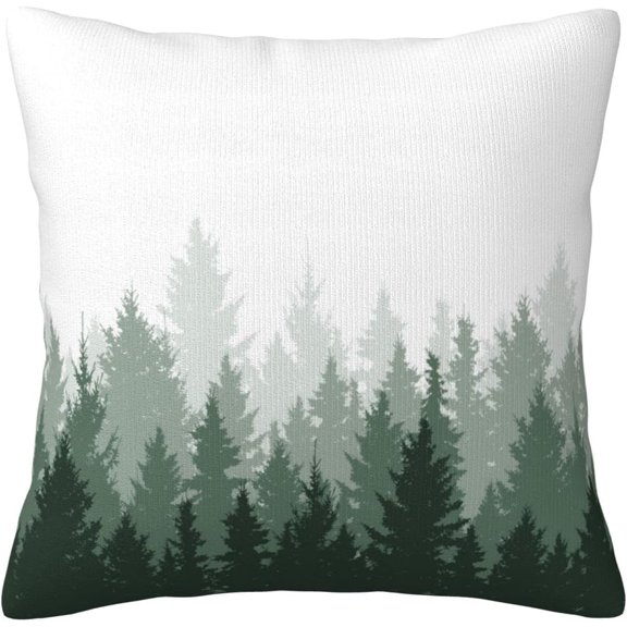 Overlapping Green Trees Thick Leaves Pillowcases Natural Forest Landscape Art Design Pillow Case Decorative Throw Pillow Cover for Home Sofa Office 18x18inch