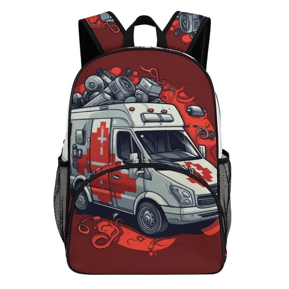 Overloaded Medical Emergency Vehicle Teenage Backpack Middle Students Bookbag Outdoor Daypack
