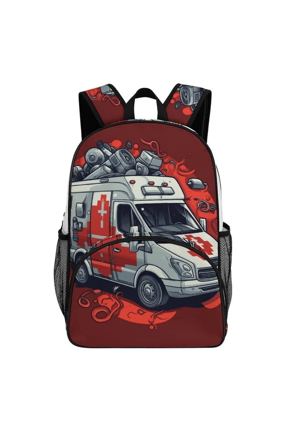 Overloaded Medical Emergency Vehicle Teenage Backpack Middle Students Bookbag Outdoor Daypack