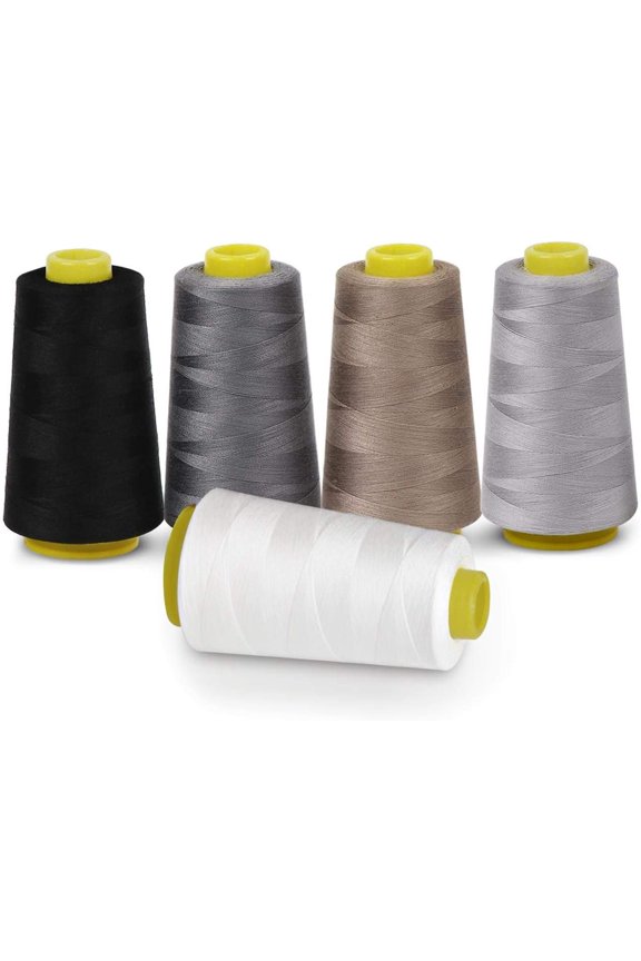 Overlocking Sewing Machine Thread - 5 Colors of 100% Polyester Thread Cones with 3000 Yards Each