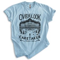 Overlook Hotel Caretaker Horror Film Shirt, Unisex Women's Men's, Scary Movie Classic Halloween Gift, Heather Light Blue, Medium