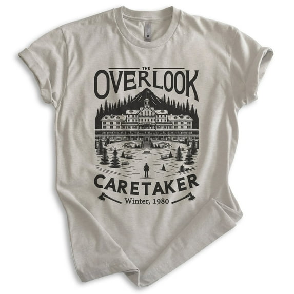 Overlook Hotel Caretaker Horror Film Shirt, Unisex Women's Men's, Scary Movie Classic Halloween Gift, Light Silk Gray, XX-Large