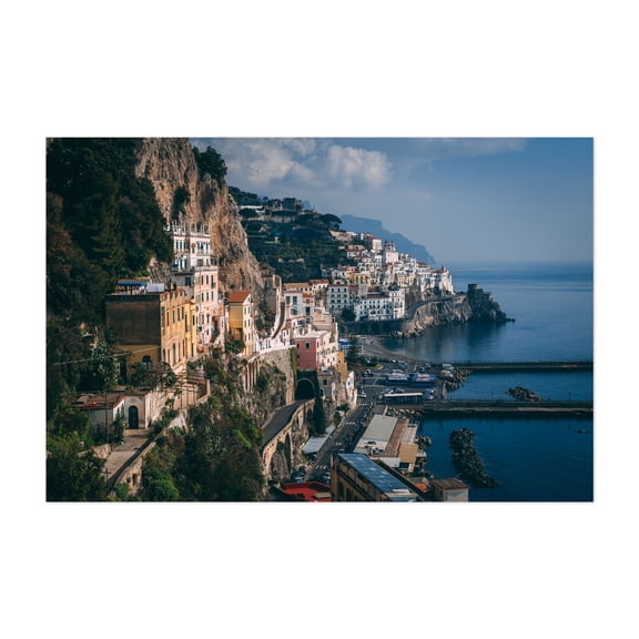 Overlooking Amalfi 04 - Amalfi Campania Italy Photography Coast Landscape Architecture Scenic Travel Poster Harbor Ocean Unframed Wall Art Print 40 x 60 inches