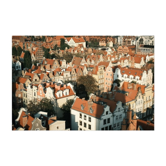 Overlooking Gdańsk 02 - Gdańsk Pomorskie Poland Photography Cityscape Architecture Vintage Scenic Travel Poster Unframed Wall Art Print 32 x 48 inches