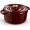 thumbnail image 1 of Overmont Enameled Cast Iron Dutch Oven - 5QT Pot with Lid, Cookbook & Potholders, for Braising & Roasting - Burgundy, 1 of 9