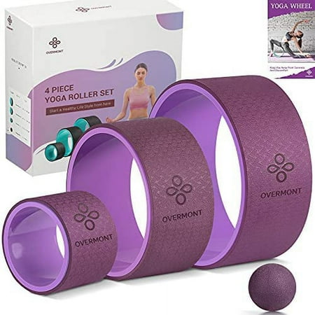 Overmont Yoga Wheel Set 3 Pack Yoga Foam Roller Perfect for Back Pain Backbends & Stretches Increase Strength & Flexibility, Massage Ball Included