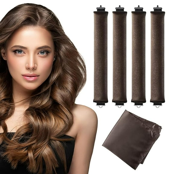 Overnight Blowout Rods Heatless Curls - 4 Pcs Hair Curlers to Sleep In, Velvet Hair Rollers with Satin Hair Scarf