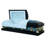 Overnight Caskets Blue Steel 79 x 23.5 Funeral Casket, Rectangular Sealed