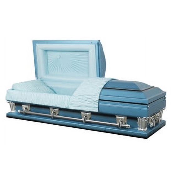 Overnight Caskets Frank Oversized Funeral Casket Blue with Light Blue ...