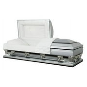 Overnight Caskets Frank Oversized Funeral Casket Silver with White Velvet Interior, 27.5 Wide - Premium 18 Gauge Steel