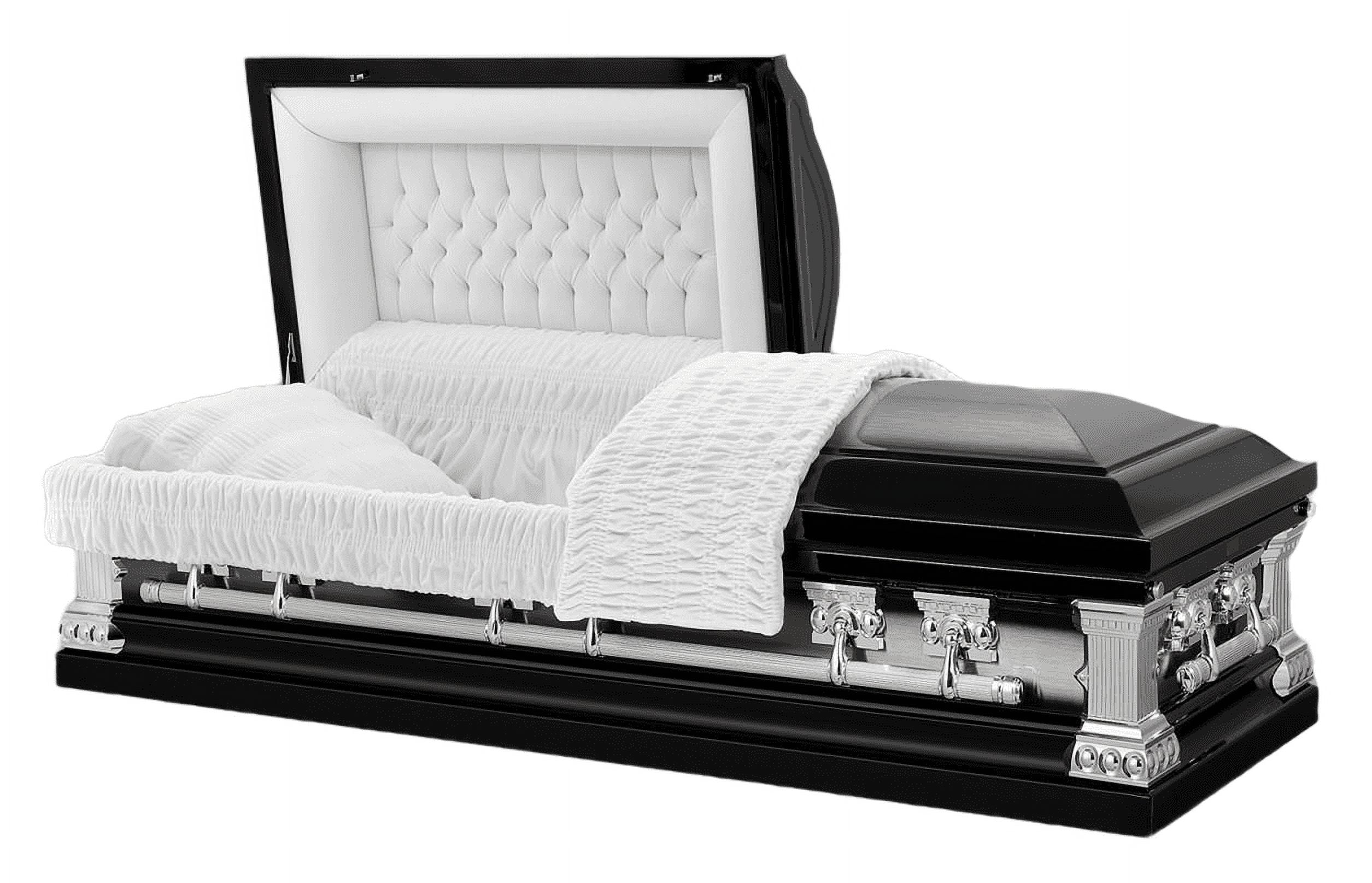 Overnight Caskets Lincoln Funeral Casket in Black with White Velvet