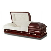 Overnight Caskets Princeton Beige Poplar Wood 79 x 23.5 in Funeral Casket, Rectangular