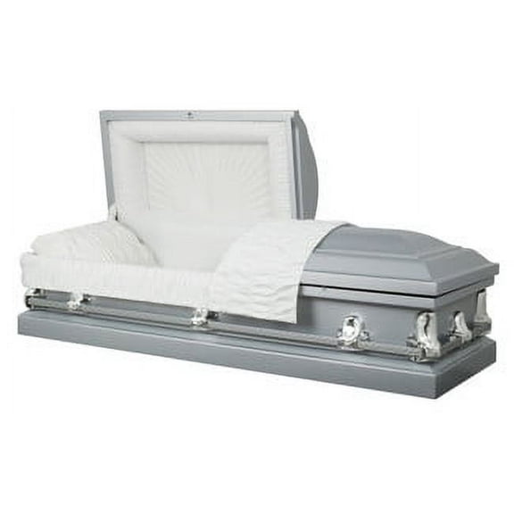 Overnight Caskets Spartan Silver Steel 20-Gauge Funeral Casket, Rectangular