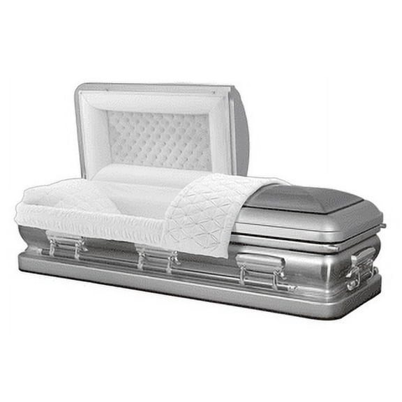 Overnight Caskets Sterling Silver Steel 18 Gauge Funeral Casket, Rectangular