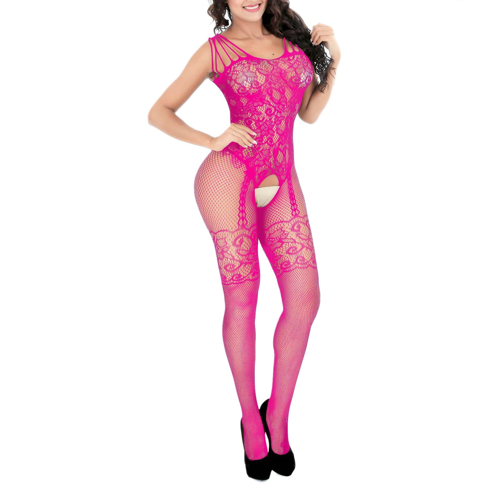 Overnight Deliveries Fishnet Bodysuits Catsuit Womens Transparent See  Through Full Body Stockings Mesh Hot Lingerie plus Size Bustier for Women  Lingerie 
