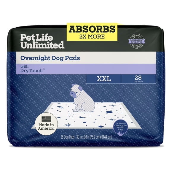 Pet Life Unlimited Overnight Dog Pads, XXL, 30" x 36", 28ct