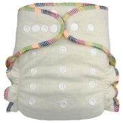 Overnight Hemp Fitted Cloth Diaper: Adjustable One-Size with Snap Buttons and 2 Cotton Hemp Inserts, Unisex Baby (1-pack)
