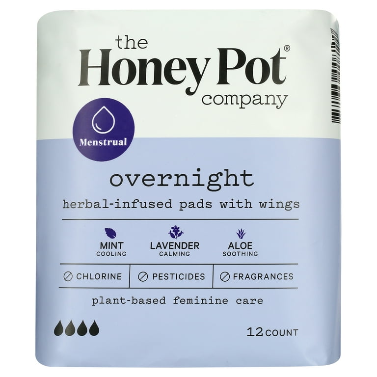The Honey Pot Company, Postpartum Pads w/Wings, Certified Organic Cotton,  Herbal-infused,12 ct.