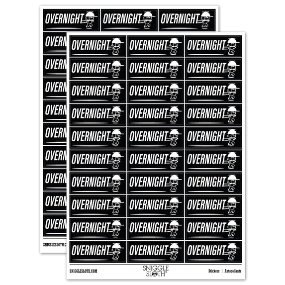 Overnight Mail Service Expedited Running Person Sticker Set - Black - Gloss Finish - 1.75" Medium