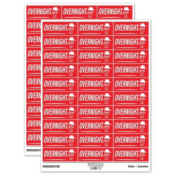 Overnight Mail Service Expedited Running Person Sticker Set - Red - Matte Finish - 1.75" Medium