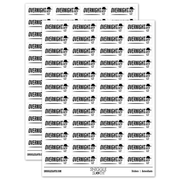 Overnight Mail Service Expedited Running Person Sticker Set - White - Gloss Finish - 1.25" Mini