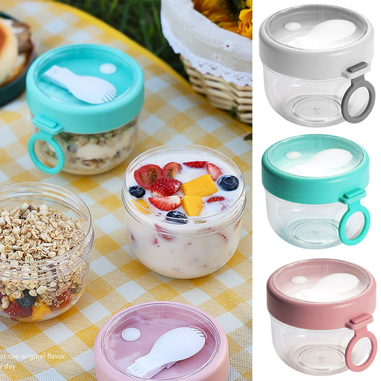 Overnight Oats Containers with Lids, 20oz Portable Overnight Oats Jars with  Spoons, Leak-proof Plastic Yogurt Jars, Oatmeal Container for Yogurt