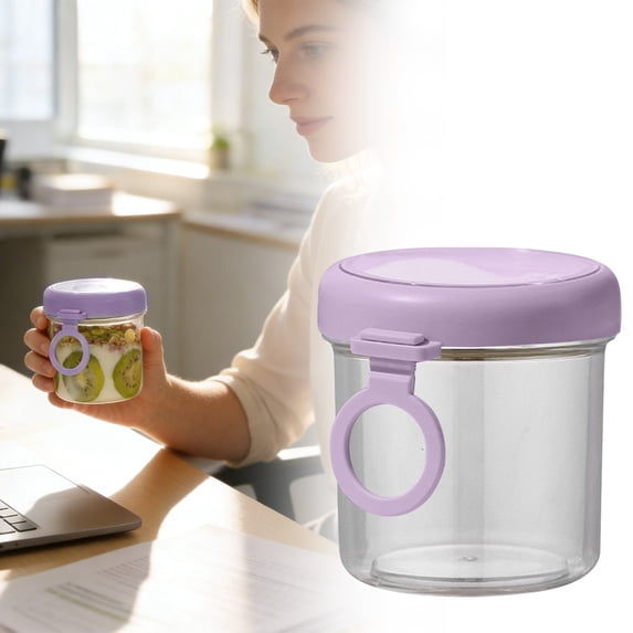 Overnight Oats Containers with Lids, Leak-Proof Glass Food Storage Container, Portable Breakfast Cup, Dishwasher Safe Meal Prep Container for Overnight Oats Yogurt Salad & Outdoor Use, 18 oz/550ml