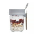 thumbnail image 1 of Overnight Oats Containers with Lids and Spoons, 15 oz Glass Mason Jars for Overnight Oats, Large Capacity Airtight Jars for Milk, Cereal, Fruit (Gray), 1 of 7