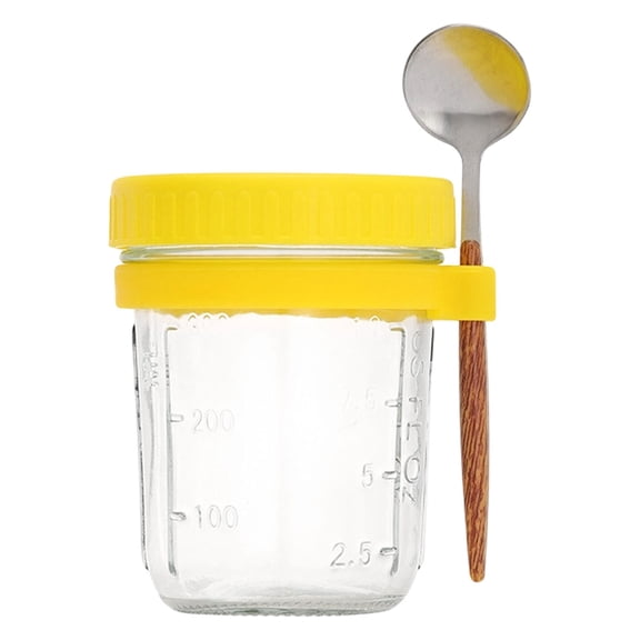 Overnight Oats Containers with Lids and Spoons -16 Oz Glass Mason Jars for Overnight Oats Leak Proof Oatmeal Container Great for Cereal Fruit Vegetable Milk Salad Yogurt Meal Prep
