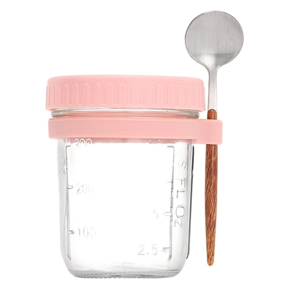 Overnight Oats Containers, Reusable Parfait Cups, Yogurt Containers with Lids and Spoons, Salad Jars with Durable Glass Construction, Meal Prep Cups, Small Mason Jars for Milk & Cereal