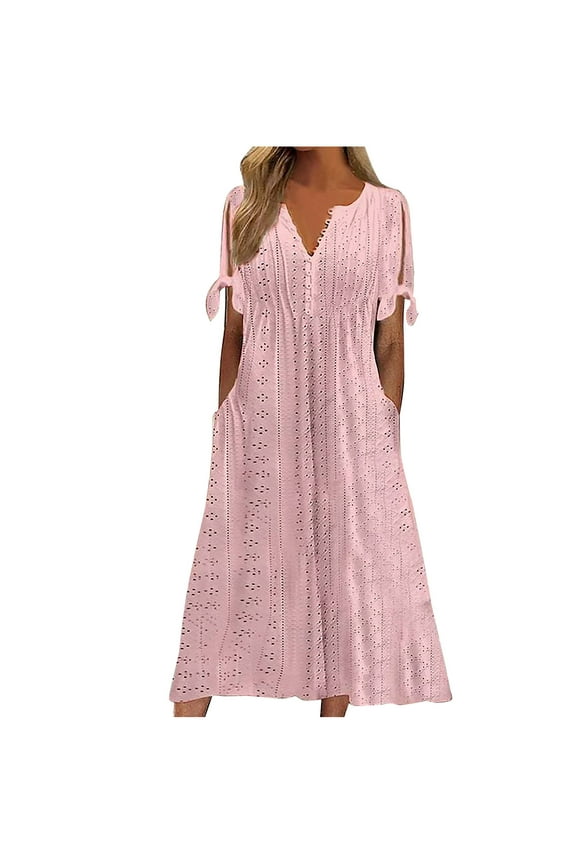 Overnight Shipping Dresses Beach Cover up Women Plus Size,Womens Solid Flowy Dress 3/4 Sleeve V Neck Casual Dress Loose Ruffle Wrap Dress Mesh Cloth