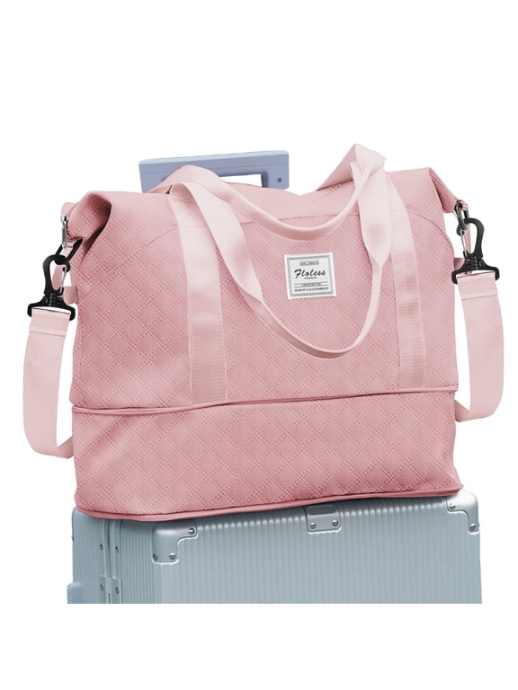 Overnight bags for women Carry on Bag Holdall Weekend Bag,Travel Duffel Bag Cabin Bag Women,Waterproof Sport Duffel Bag with Wet Bag,Gym Tote Bag Men, Mum Hospital Bag Maternity Pink