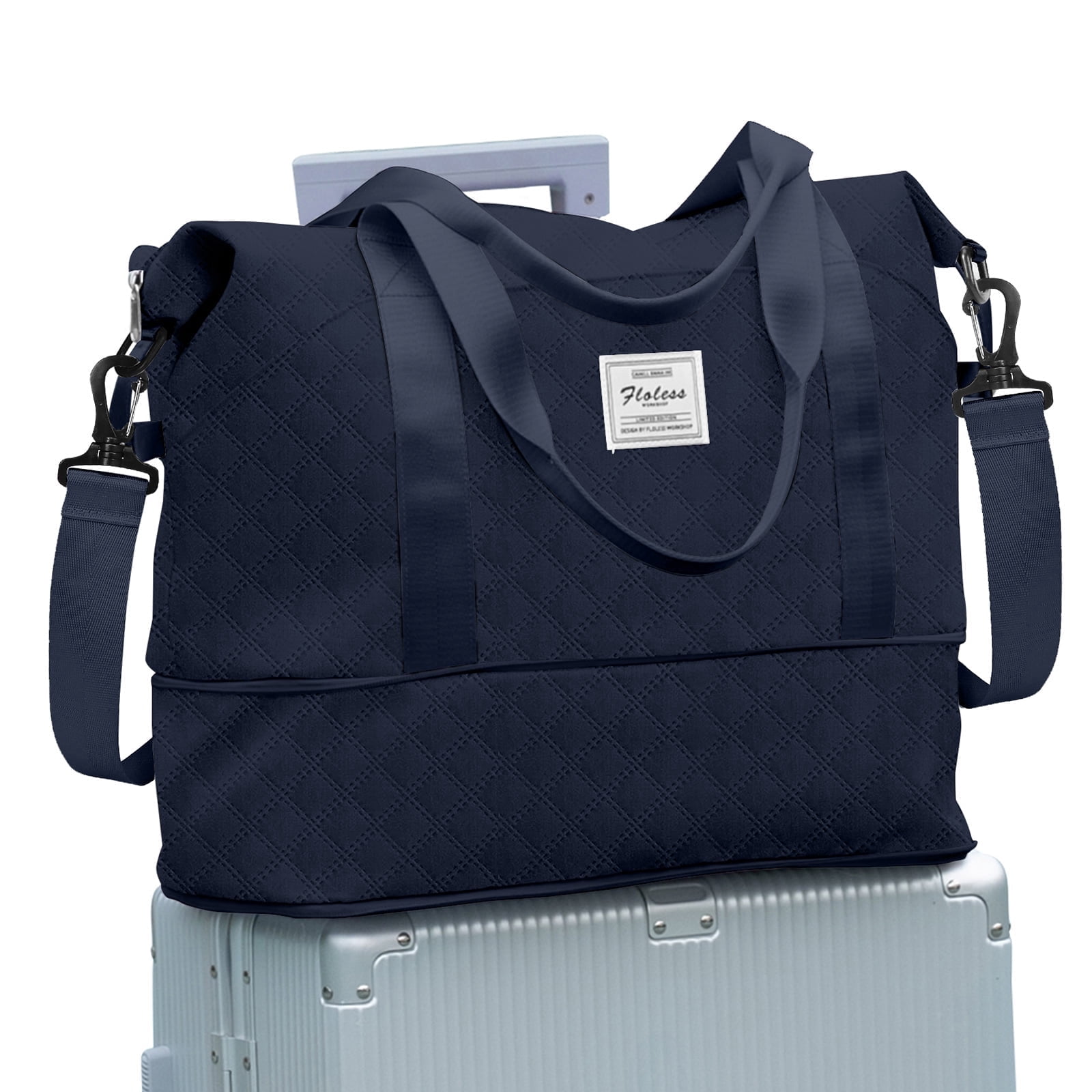 Overnight bags for women Carry on Bag Holdall Weekend Bag,Travel Duffel Bag Cabin Bag Women,Waterproof Sport Duffel Bag with Wet Bag,Gym Tote Bag Men, Mum Hospital Bag Maternity Dark Blue