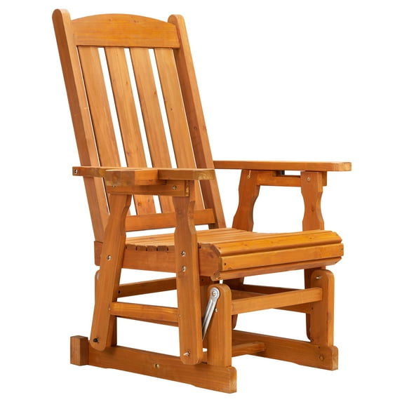 Overpatio Outdoor Wooden Glider Bench,Chair with Deepen Cup Holder for Outdoor Patio Balcony Backyard
