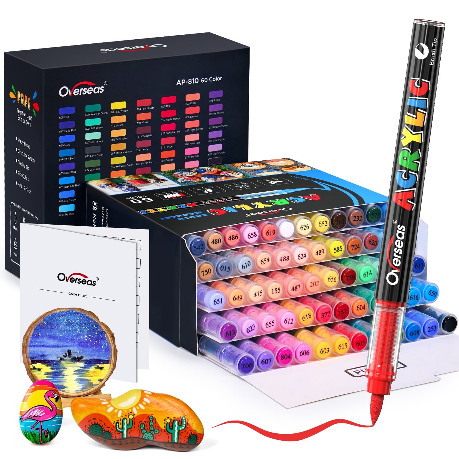 Overseas Art Marker Combo Pack with 60 Colors, Conical Tip, 60 Count