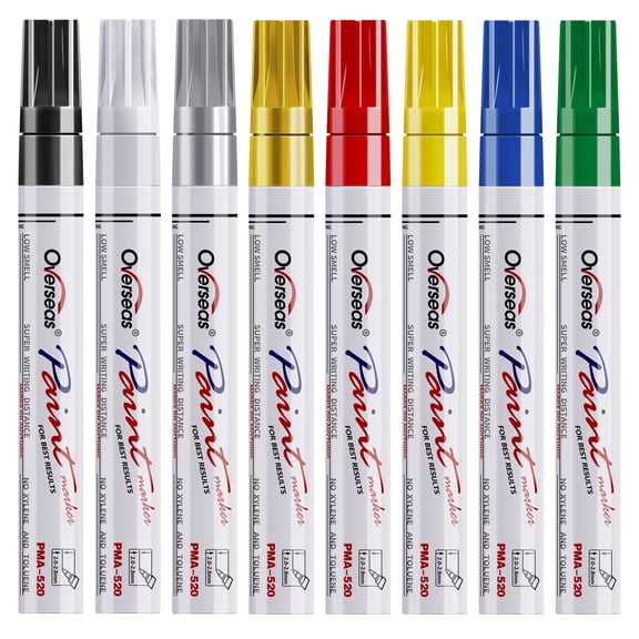 Overseas Paint Marker Permanent Marker Combo Pack, Conical Point, Assorted Colors, 8 Count