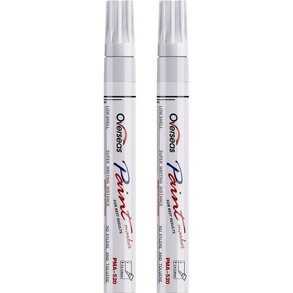 Overseas Paint Marker Permanent Markers - Oil Based, Mediuml Point, White, 2 Count