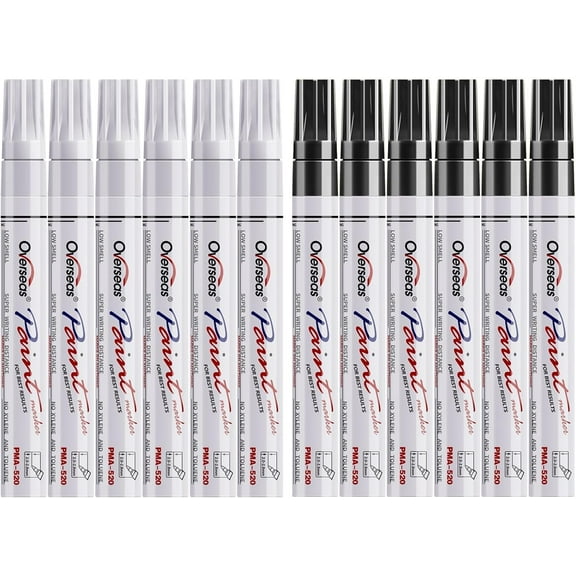 Overseas Paint Marker Combo Pack with 12 Permanent Marker, Conical Point, 12 Colors