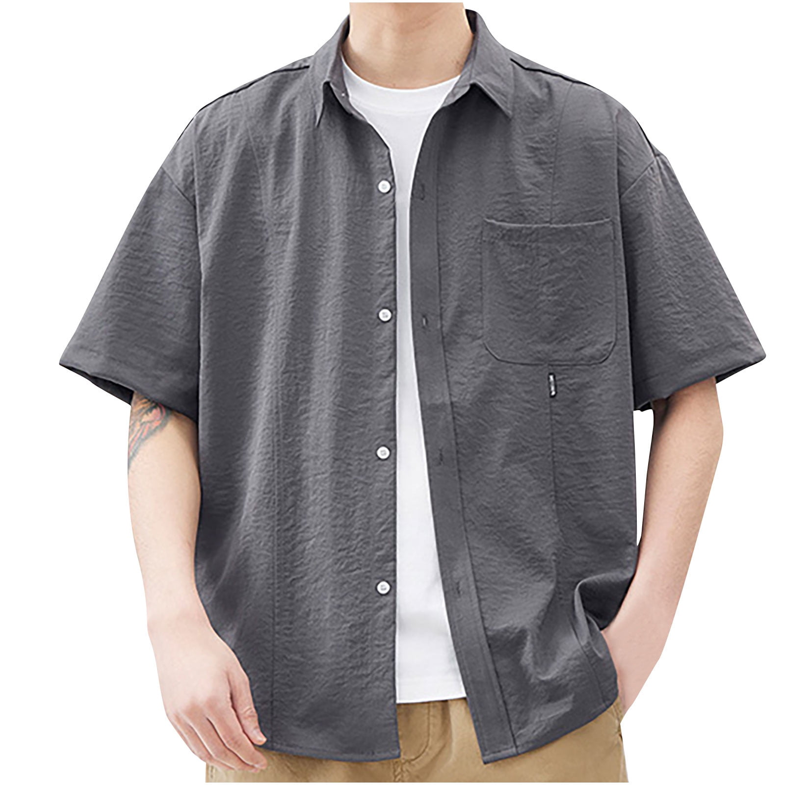 Overshirts for Men Summer Button Down Shirts Loose Short