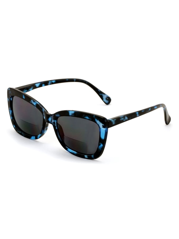 Oversize BIFOCAL Women Big Lens Butterfly Reading SunGlasses - Fun Cateye Outdoor Readers - Black Tortoise Tinted Bifocals