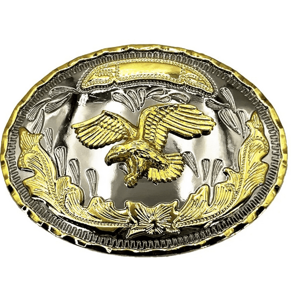 BC Unisex Metal Western Cowboy Eagle Plate Belt Buckle, Silver Gold, 1-Piece