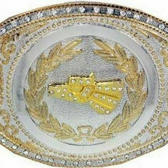 Oversize BIG HECHO EN MEXICO EAGLE HEAD Belt Buckle Silver GOLD 5x3 Inches - New with box/tags