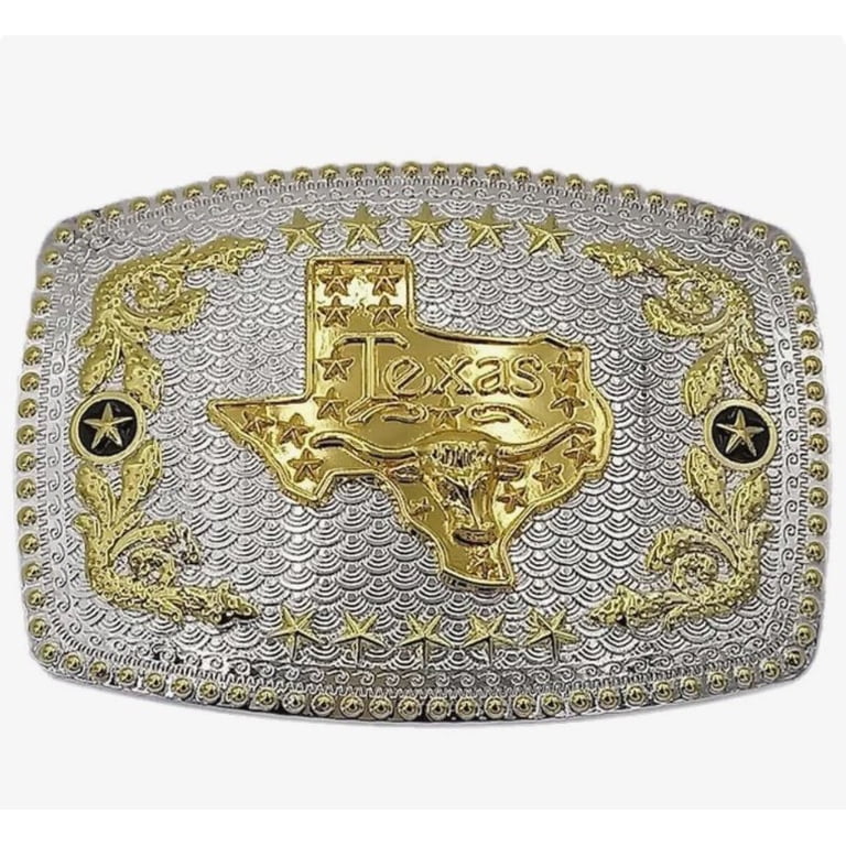 Oversize BIG TEXAS State Flag Western Belt Buckle Silver 