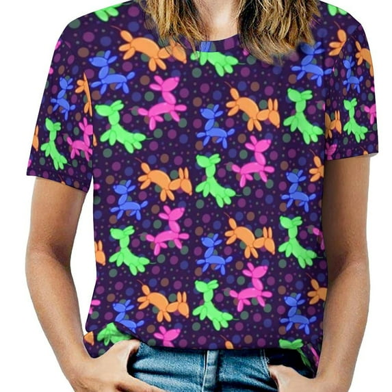 Oversize Balloon Dogs T-Shirts Animal Print Casual T-Shirt Short Sleeve Women Harajuku Tee Shirt Sexy Custom Top Tees