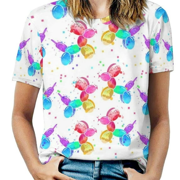 Oversize Balloon Dogs T-Shirts Animal Print Casual T-Shirt Short Sleeve Women Harajuku Tee Shirt Sexy Custom Top Tees